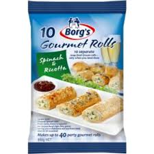 BORGS GOURMET SPNCH RICOT ROLLS 850gm 10pcs (8) H