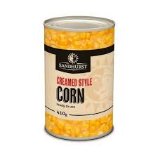SANDHURST CREAMED CORN 410gm (24)