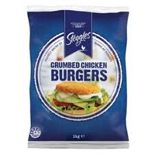 STEGGLES CHICKEN CRUMBED BURGERS 1kg (6) H