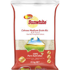 SUNWHITE CALROSE MEDIUM GRAIN RICE 25kg