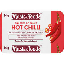 MASTERFOODS HOT CHILLI SAUCE PC 100x14gm VE H