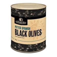 SANDHURST OLIVES BLACK PITTED 3kg
