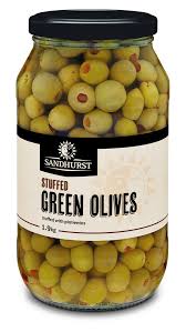 STUFFED GREEN OLIVES 1.9kg GLASS (6)